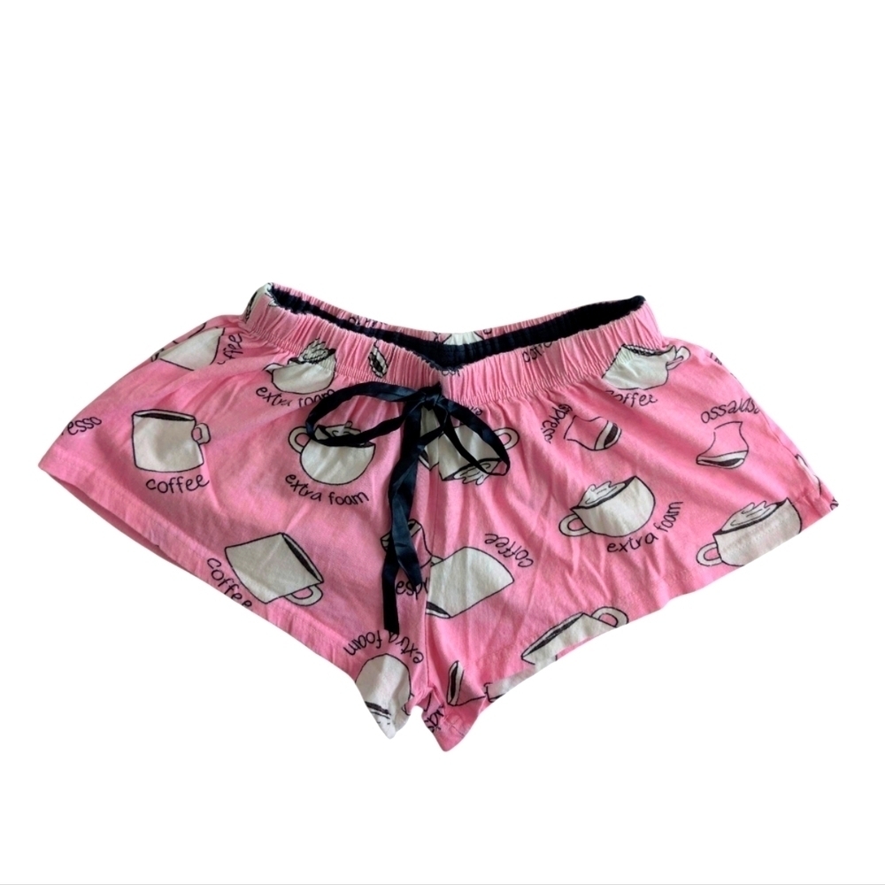 Sleep & Co Pink Coffee Print Women's Sleep Shorts Cotton Size S